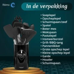 Keukengerei Set Met Houder - Kookgerei Set Spatel Pot - Keukengerei Keukenset - 15 Delige Zwart Rvs -Merkloos Winkel 1200x1200 3269