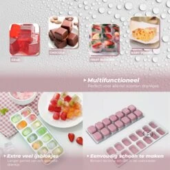 Roze - IJsblokjesvorm Siliconen Met Deksel - IJsvormpjes, Herbruikbaar - IJsblokjesmaker Zonder Morsen, BPA Vrij -Merkloos Winkel 1200x1200 3310