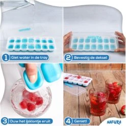 Nafura® Siliconen Ijsblokjesvorm Met Deksel – Ijsvormpjes Maker – Ijsklontjes Vorm - 4 Stuks – Herbruikbaar – BPA Vrij - Vierkant -Merkloos Winkel 1200x1200 3316