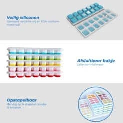 Blauw - IJsblokjesvorm Siliconen Met Deksel - IJsvormpjes, Herbruikbaar - IJsblokjesmaker Zonder Morsen, BPA Vrij -Merkloos Winkel 1200x1200 3366