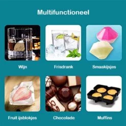 Diamant Ijsblokjesvorm Met Deksel - Ijsblokjesmaker - Silicone Ijsvormpjes - Ijsblokjes - Whiskey , Gin En Cocktails - Vaderdag Kados - Cadeautjes Vader - Geschenk - Cadeau Mannen Verjaardag - Whisky -Merkloos Winkel 1200x1200 3379