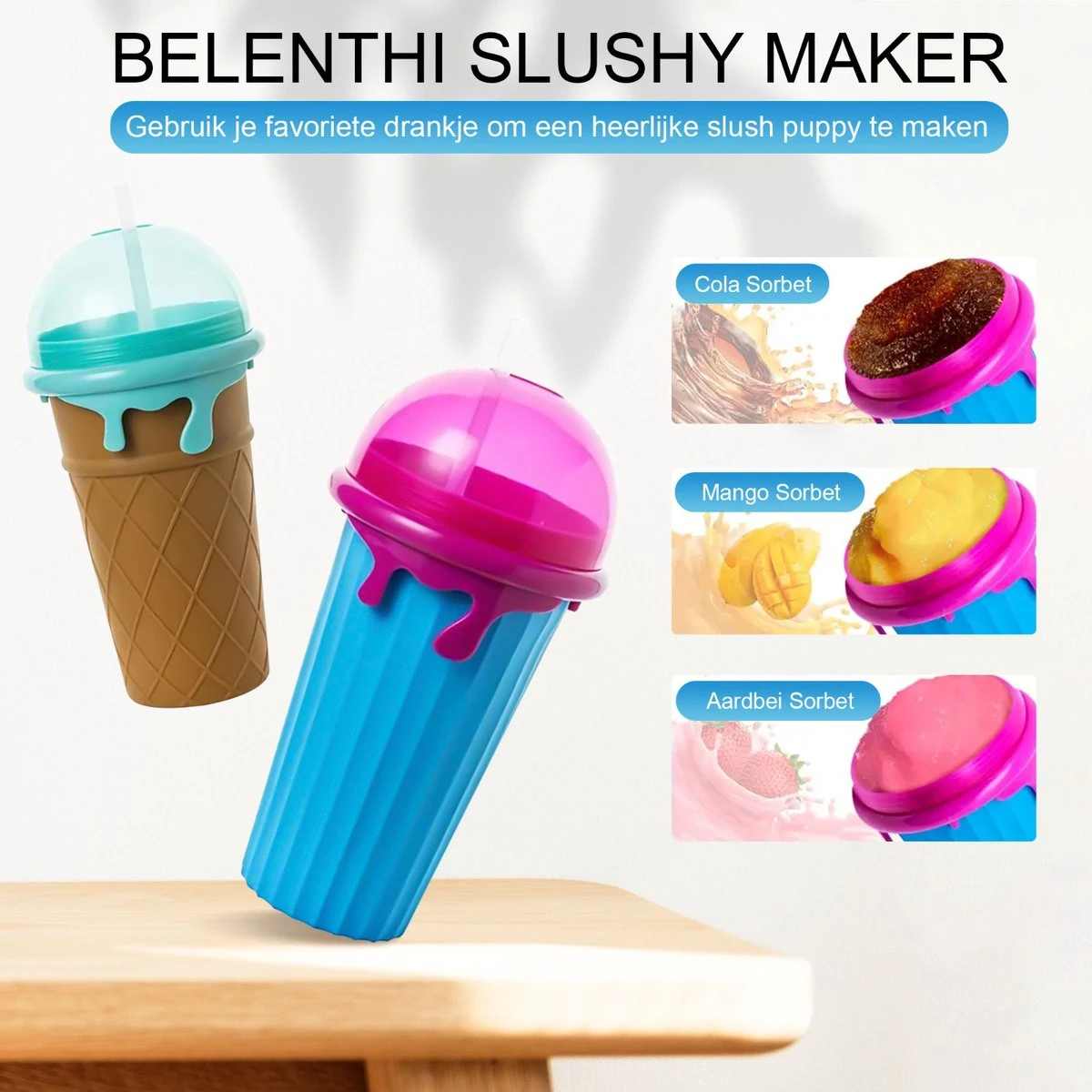 Belenthi Slushy Maker - Slush Puppy Maker - Slushy Cup - Ijsvormpjes - Incl. Eetlepel En Rietje- Slush Puppy Machine 2 Belenthi Slushy Maker - Slush Puppy Maker - Slushy Cup - Ijsvormpjes - Incl. Eetlepel En Rietje- Slush Puppy Machine - Afbeelding 2