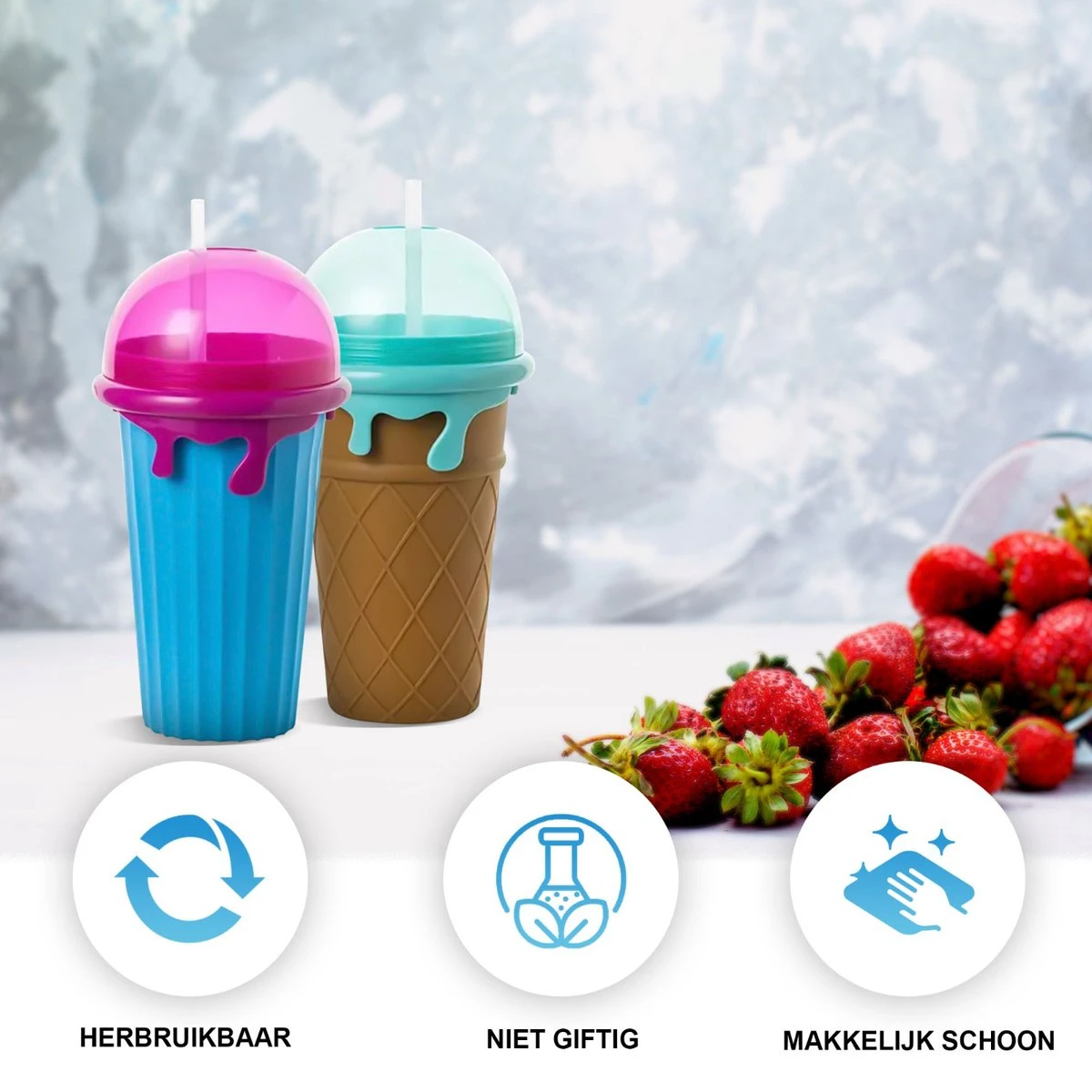 Belenthi Slushy Maker - Slush Puppy Maker - Slushy Cup - Ijsvormpjes - Incl. Eetlepel En Rietje- Slush Puppy Machine 5 Belenthi Slushy Maker - Slush Puppy Maker - Slushy Cup - Ijsvormpjes - Incl. Eetlepel En Rietje- Slush Puppy Machine - Afbeelding 5