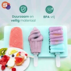 Sparklyn IJsvormpjes - Incl. Afsluitbare Deksel & IJsstokjes - IJslolly Vormen - 6 Stuks - Blauw -Merkloos Winkel 1200x1200 3432