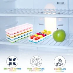 Siliconen IJsblokjesvorm Met Deksel (4 Stuks) - 56 Ijsblokjes - Herbruikbaar - Duurzaam - Vierkant - Blauw Groen Geel Roze -Merkloos Winkel 1200x1200 3448