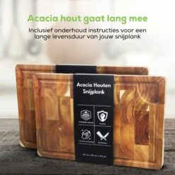 101Products Acacia Houten Snijplank Met Handvatten - Extra Groot - 45x30x(H)3.5cm - Professioneel Hakblok - Serveerplank - Borrelplank - Tapasplank -Merkloos Winkel 1200x1200 3526