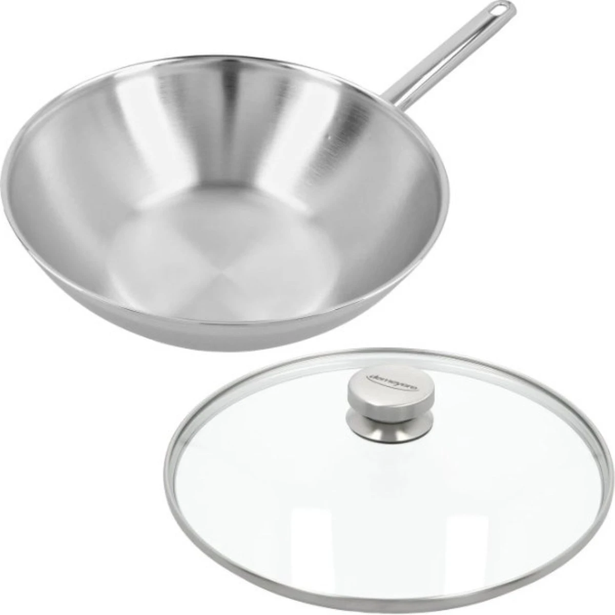 Demeyere Apollo 7 - Wok - 30 Cm - Met Glazen Deksel 1 Demeyere Apollo 7 - Wok - 30 Cm - Met Glazen Deksel