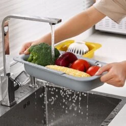 Waterval Gootsteenzeef Uitschuifbaar Vergiet Keuken – Wassen Groente En Fruit – Afgieten Pasta Hulpmiddel - Donkergrijs -Merkloos Winkel 1200x1200 3693