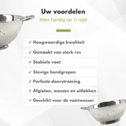 Veluw Vergiet RVS - Op Voet - 2 Grepen - Ø34 X (H)16cm - Keukengerei - Zeven -Merkloos Winkel 1200x1200 3699