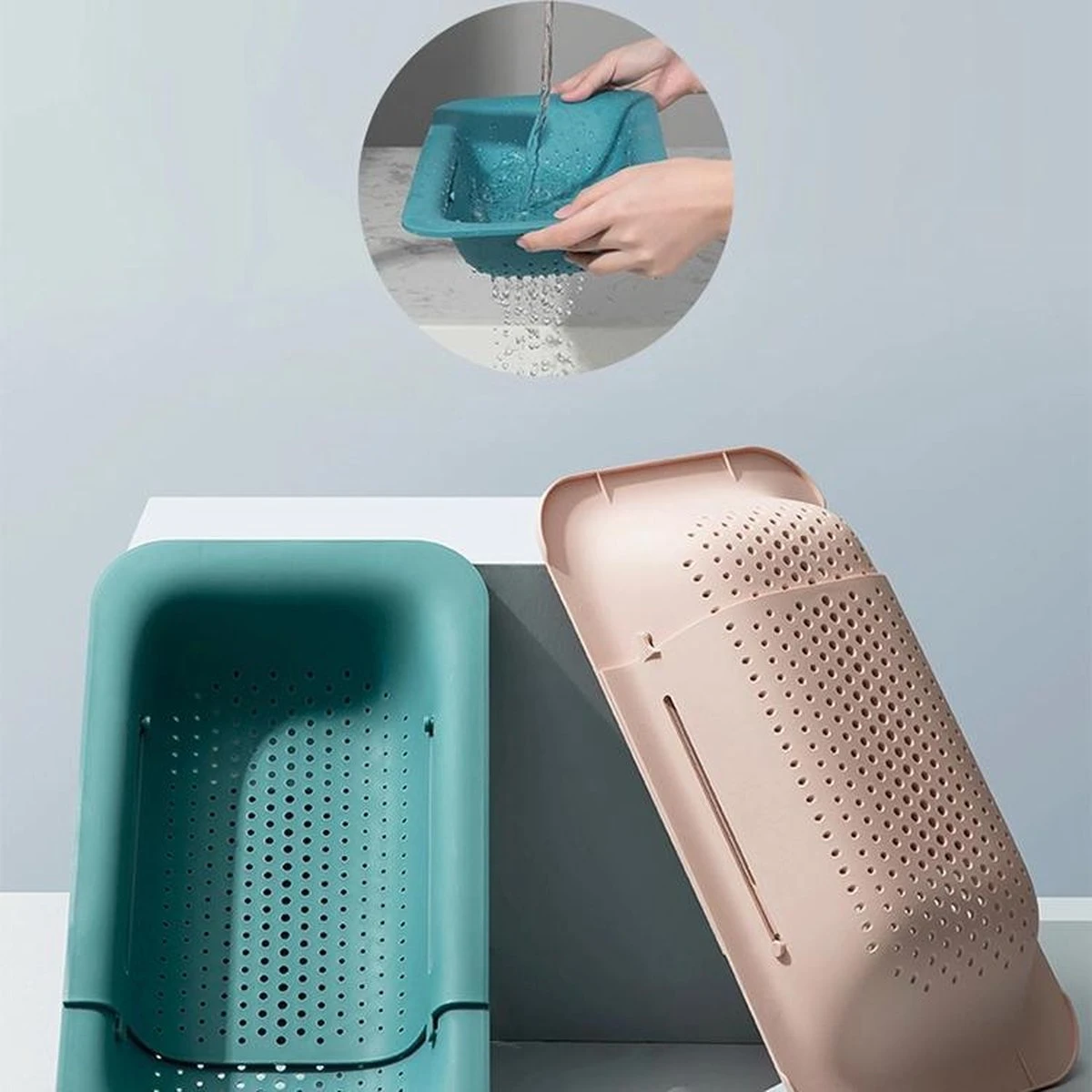 Verstelbare Keuken Vergiet/zeef | 36 Tot 50 Cm Uitschuifbaar | Vergiet Voor Gootsteen | Zeef Keuken | Keukengerei | Kunststof | Grijs 2 Verstelbare Keuken Vergiet/zeef | 36 Tot 50 Cm Uitschuifbaar | Vergiet Voor Gootsteen | Zeef Keuken | Keukengerei | Kunststof | Grijs - Afbeelding 2