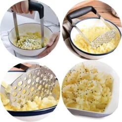 Aardappelstamper | Professioneel | Stamper | Pureestamper | Potato Masher | Pureerder | Stamppot Stamper | Matt Steel | Horizontale Handgreep | Professioneel | Ergonomische Handgreep | Handmatig | Vaatwasserbestendig -Merkloos Winkel 1200x1200 3835