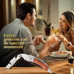 Bar Essentials Heavy Duty Kelnersmes - Wijn Opener - Kurkentrekker Wijn - Sommeliersmes - Tweetraps Hefboom - Hout -Merkloos Winkel 1200x1200 3863