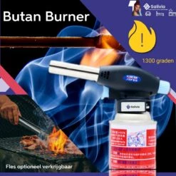 Vivefly Kitchen Salivio Butan Burner - Universele Gasbrander Voor Creme Brulee, Keuken, Kamperen En Barbecue - Draagbare Butaan Brander - Kookgerei