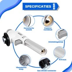 JT Products Gasbrander Crème Brûlée – Butaangas Brander – Keukenbrander - Aansteker – Koksbrander - Solderen – Keukengerei - Exclusief Gasfles -Merkloos Winkel 1200x1200 3949