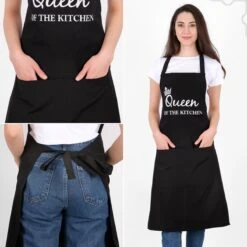 Merkloos Set Van 2 Zwart | 65x95 Cm | King & Queen Of The Kitchen | 2 Keukenschorten | Kookschort Met Zakken | Keukenschort Dames | Keukenschort Voor Vrouwen | Keukenschort Voor Mannen | Cadeutje- Kado | Kook- BBQ -Merkloos Winkel 1200x1200 40