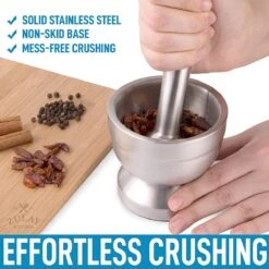 BOTC Vijzel Met Stamper – RVS – Geschikt Voor Specerijen, Kruiden, Knoflook - Sliver -Merkloos Winkel 1200x1200 4028