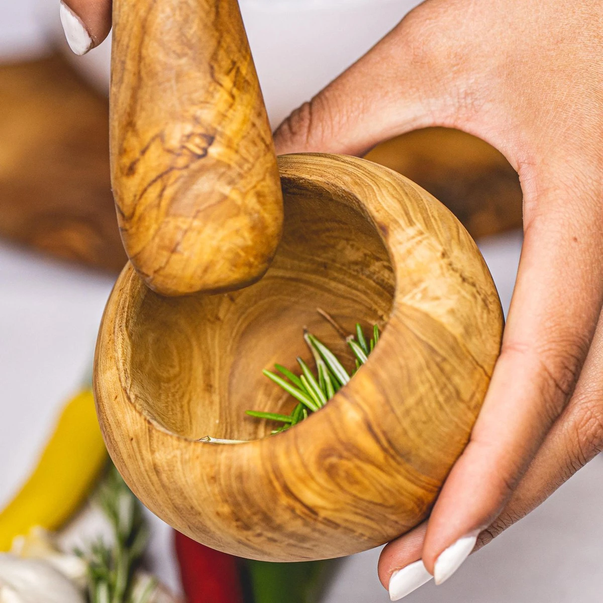 Jay Hill Vijzel Tunea - Olijfhout - ø 10 Cm 4 Jay Hill Vijzel Tunea - Olijfhout - ø 10 Cm - Afbeelding 4