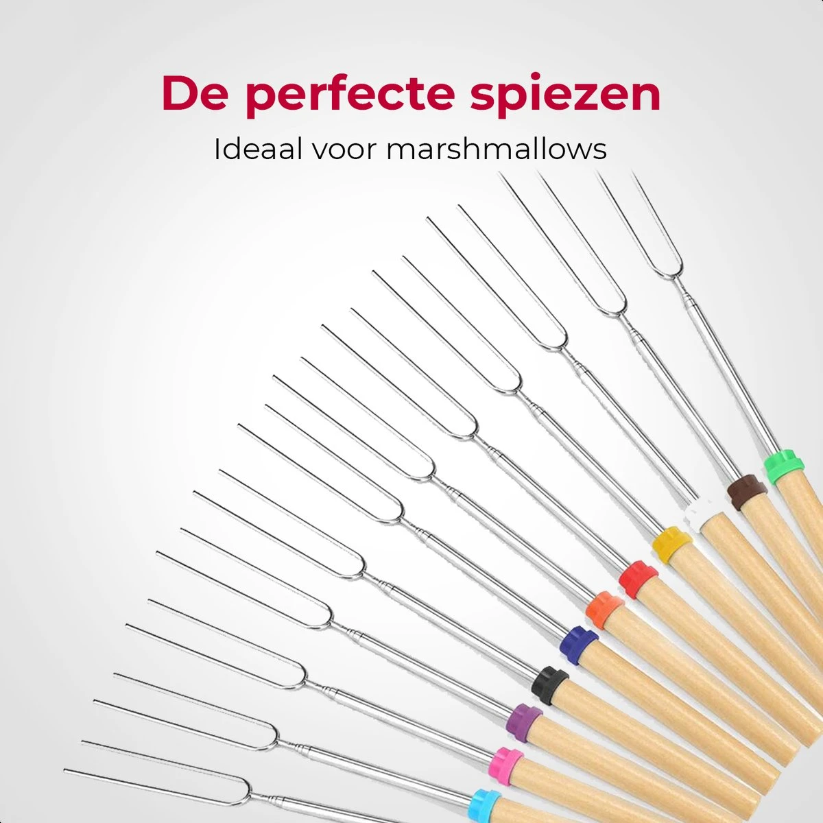 Dayshake Marshmallow Spiezen - 10 Stuks - 80cm - Uitschuifbare BBQ Spiezen - BBQ Accesoires - Inclusief Opbergtasje 2 Dayshake Marshmallow Spiezen - 10 Stuks - 80cm - Uitschuifbare BBQ Spiezen - BBQ Accesoires - Inclusief Opbergtasje - Afbeelding 2