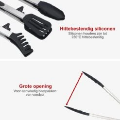 KitchenLove Vleestang - BBQ Tang - Serveertang - Keukentang - Spaghettitang - Pastatang - 30 CM - Roestvrijstaal RVS & Siliconen - Zwart -Merkloos Winkel 1200x1200 4214