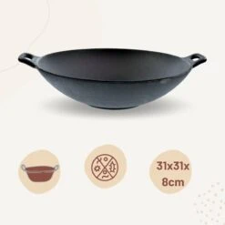 Orange85 Gietijzeren Wokpan - Alle Warmtebronnen - Inductie - Wok - Zwart - 31cm - Gietijzer - Wokpannen -Merkloos Winkel 1200x1200 425