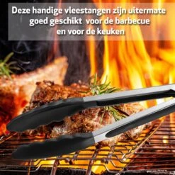 Merkloos Vleestangen 2 Stuk Swissl - Salade Tang – Bbq Tang – 2 Siliconen Tangen - 26cm En 36cm – Serveertang - Keukentang - Barbecue Tang - Zwart -Merkloos Winkel 1200x1200 4257