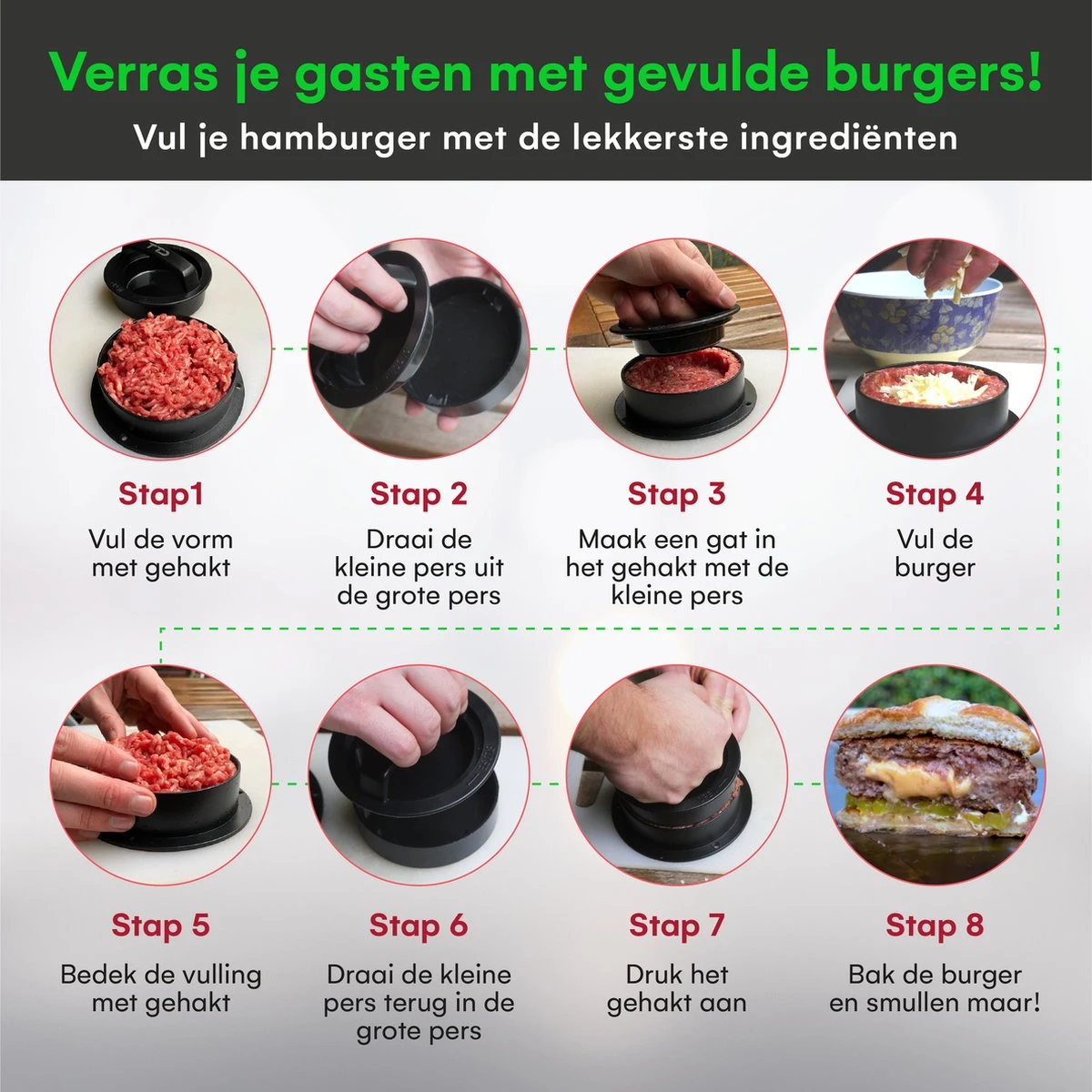 TTD Hamburgerpers En Hamburgermaker - Gehaktvorm Voor Hamburgers - Ook Voor Miniburgers En Gevulde Burgers - Vaatwasserbestendig - BPA Vrij - Inclusief 100 Waxpapiertjes - Zwart 4 TTD Hamburgerpers En Hamburgermaker - Gehaktvorm Voor Hamburgers - Ook Voor Miniburgers En Gevulde Burgers - Vaatwasserbestendig - BPA Vrij - Inclusief 100 Waxpapiertjes - Zwart - Afbeelding 4