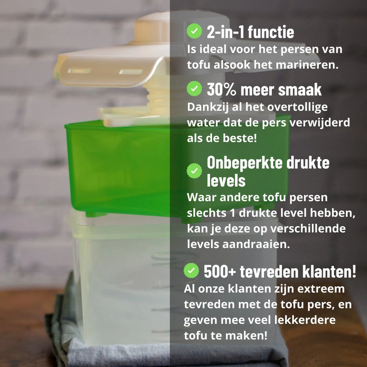 BGANG Tofu Pers/Tofu Press + Marineer Box Incl. Recepten E-boek En Tofu Start Cursus - 2-in-1 Functie - Vegan - Vegetarisch 4 BGANG Tofu Pers/Tofu Press + Marineer Box Incl. Recepten E-boek En Tofu Start Cursus - 2-in-1 Functie - Vegan - Vegetarisch - Afbeelding 4