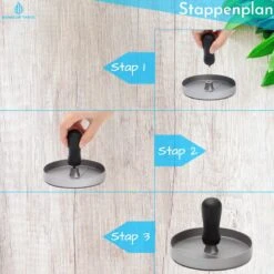 Hamburgerpers - Antiaanbaklaag - BBQ Set - RVS - Incl. 10x Waxpapiertjes -Merkloos Winkel 1200x1200 4300