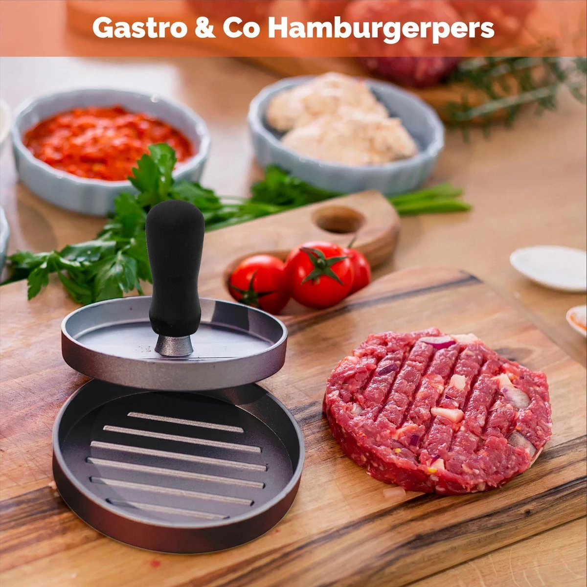 Gastro & Co Hamburgerpers - Inclusief 50 Waxpapiertje - Roestvrij Stalen Hamburger Pers Met Non-stick Zinken Coating Antiaanbaklaag - 11,7 Cm Diameter 4 Gastro & Co Hamburgerpers - Inclusief 50 Waxpapiertje - Roestvrij Stalen Hamburger Pers Met Non-stick Zinken Coating Antiaanbaklaag - 11,7 Cm Diameter - Afbeelding 4