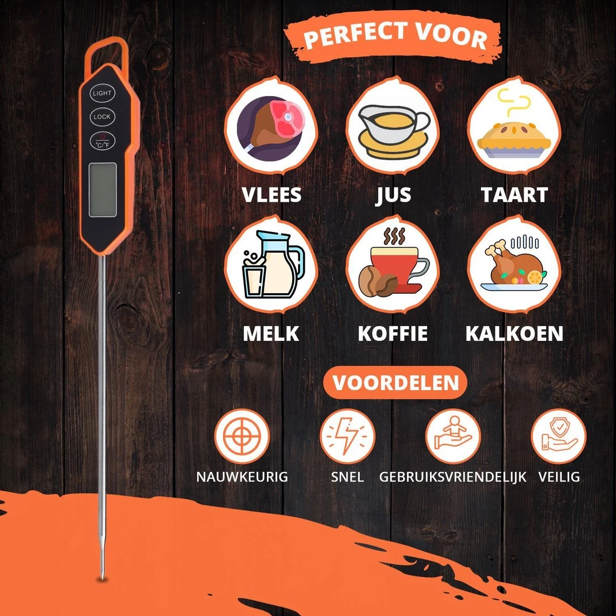 Mancor Voedselthermometer - Keukenthermometer - RVS 2 Mancor Voedselthermometer - Keukenthermometer - RVS - Afbeelding 2