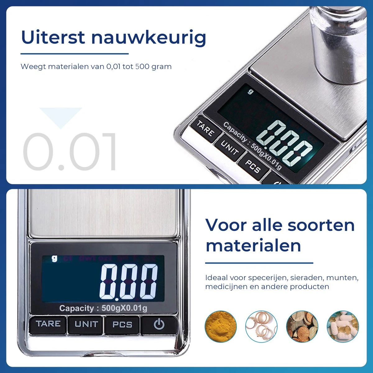Precisie Weegschaal Keuken Digitaal - 0 01 Tot 500 Gram - Nauwkeurig! 2 Precisie Weegschaal Keuken Digitaal - 0 01 Tot 500 Gram - Nauwkeurig! - Afbeelding 2
