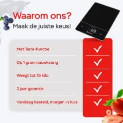 Kitchenwell Digitale Precisie Keukenweegschaal – Weegschaal Keuken - 1gr - 15kg – Tarra Functie - Zwart -Merkloos Winkel 1200x1200 4424
