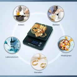 REVALL Digitale Precisie Keukenweegschaal - 0,5g Tot 3kg - Inclusief Batterijen - Zwart -Merkloos Winkel 1200x1200 4430