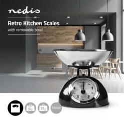 Nedis Keukenweegschaal - Analoog - Roestvrij Staal - Verwijderbare Kom - Zwart -Merkloos Winkel 1200x1200 4431