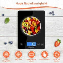 Lekro Digitale Precisie Keukenweegschaal – Weegschaal Keuken - USB Oplaadbaar - 1gr Tot 15kg – Tarra Functie - Zwart -Merkloos Winkel 1200x1200 4434