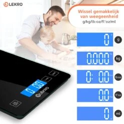 Lekro Digitale Precisie Keukenweegschaal – Weegschaal Keuken - USB Oplaadbaar - 1gr Tot 15kg – Tarra Functie - Zwart -Merkloos Winkel 1200x1200 4435