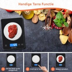 Lekro Digitale Precisie Keukenweegschaal – Weegschaal Keuken - USB Oplaadbaar - 1gr Tot 15kg – Tarra Functie - Zwart -Merkloos Winkel 1200x1200 4436