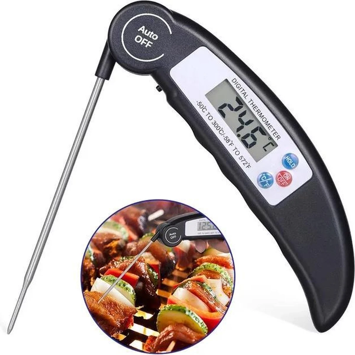 Merkloos Vleesthermometer Digitaal | Keukenthermometer | Braadthermometer | Voedselthermometer | Draadloos | BBQ | Oven | Van -50°C Tot 300°C 2 Merkloos Vleesthermometer Digitaal | Keukenthermometer | Braadthermometer | Voedselthermometer | Draadloos | BBQ | Oven | Van -50°C Tot 300°C - Afbeelding 2