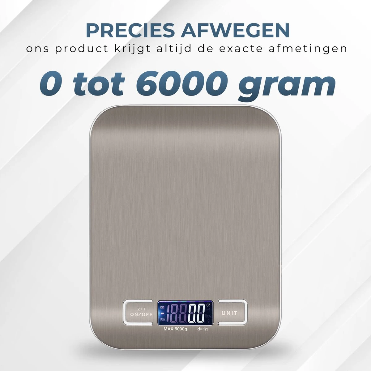 Ease Store Digitale Keuken Weegschaal Precisie – 1gr Tot 6kg – Elektrisch – Inclusief Batterijen – Tarra Functie - RVS 4 Ease Store Digitale Keuken Weegschaal Precisie – 1gr Tot 6kg – Elektrisch – Inclusief Batterijen – Tarra Functie - RVS - Afbeelding 4