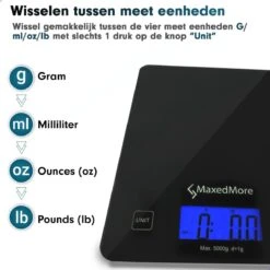 MaxedMore Digitale Precisie Keukenweegschaal - Weegschaal Keuken - Weegschaal - Digitaal - Met Gratis App - Nauwkeurig - Tot 5 Kg -Merkloos Winkel 1200x1200 4497