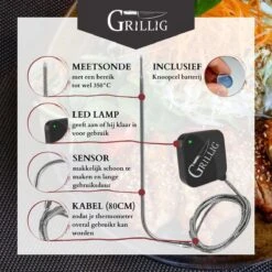 Grillig - Smart Vleesthermometer - Draadloze BBQ Thermometer - Geschikt Voor BBQ - Oven - Grill - Fornuis - Inclusief Batterij En App -Merkloos Winkel 1200x1200 4500