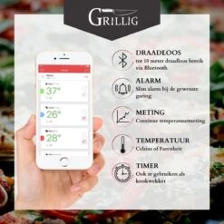Grillig - Smart Vleesthermometer - Draadloze BBQ Thermometer - Geschikt Voor BBQ - Oven - Grill - Fornuis - Inclusief Batterij En App -Merkloos Winkel 1200x1200 4503