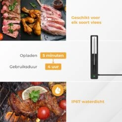 Nuvance - Vleesthermometer Draadloos Met App - BBQ Thermometer Met Bluetooth - Meater - Oventhermometer - BBQ Accesoires - RVS -Merkloos Winkel 1200x1200 4550