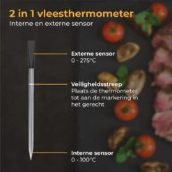 Nuvance - Vleesthermometer Draadloos Met App - BBQ Thermometer Met Bluetooth - Meater - Oventhermometer - BBQ Accesoires - RVS -Merkloos Winkel 1200x1200 4551