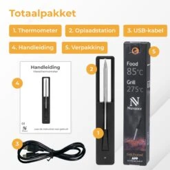 Nuvance - Vleesthermometer Draadloos Met App - BBQ Thermometer Met Bluetooth - Meater - Oventhermometer - BBQ Accesoires - RVS -Merkloos Winkel 1200x1200 4553