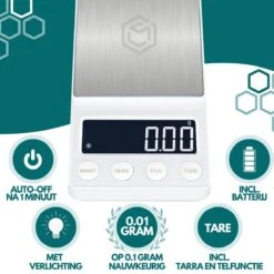 Ease Electronicz Digitale Mini Precisie Keukenweegschaal Wit - 0,01 Tot 200 Gram - 14.2 X 7.5 Cm - Pocket Scale Op Batterij - Weegschaal Keuken -Merkloos Winkel 1200x1200 4581