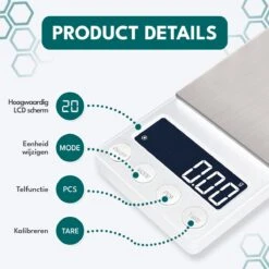 Ease Electronicz Digitale Mini Precisie Keukenweegschaal Wit - 0,01 Tot 200 Gram - 14.2 X 7.5 Cm - Pocket Scale Op Batterij - Weegschaal Keuken -Merkloos Winkel 1200x1200 4583