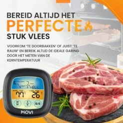 Movi® Mini+ Vleesthermometer - Bbq Thermometer – Kamado - Oventhermometer - Vleesthermometer Draadloos – Keukenthermometer - Suikerthermometer - Vloeistofthermometer – Barbecue Accessoires - Inclusief E-Book - Kookwekker - -Merkloos Winkel 1200x1200 4605