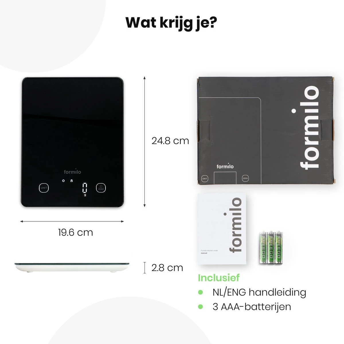 Formilo Digitale Precisie Keukenweegschaal - Weegschaal Keuken Met Tarra Functie - 1gr Tot 5kg - Inclusief Batterijen - Zwart 5 Formilo Digitale Precisie Keukenweegschaal - Weegschaal Keuken Met Tarra Functie - 1gr Tot 5kg - Inclusief Batterijen - Zwart - Afbeelding 5