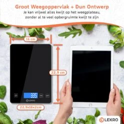 Lekro Digitale Precisie Keukenweegschaal – Weegschaal Keuken - 1gr-15kg – Tarra Functie - Zwart 11 Lekro Digitale Precisie Keukenweegschaal – Weegschaal Keuken - 1gr-15kg – Tarra Functie - Zwart -Merkloos Winkel 1200x1200 4686